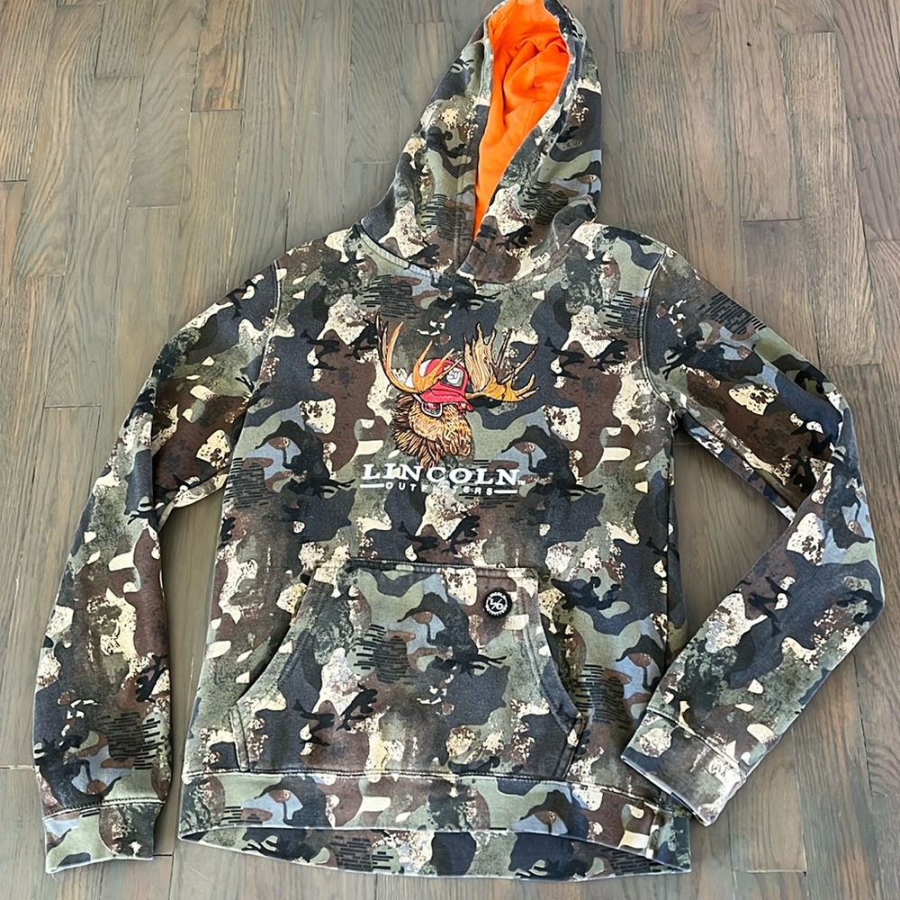 Boys Lincoln Outfitters Camo Moose Hoodie size large